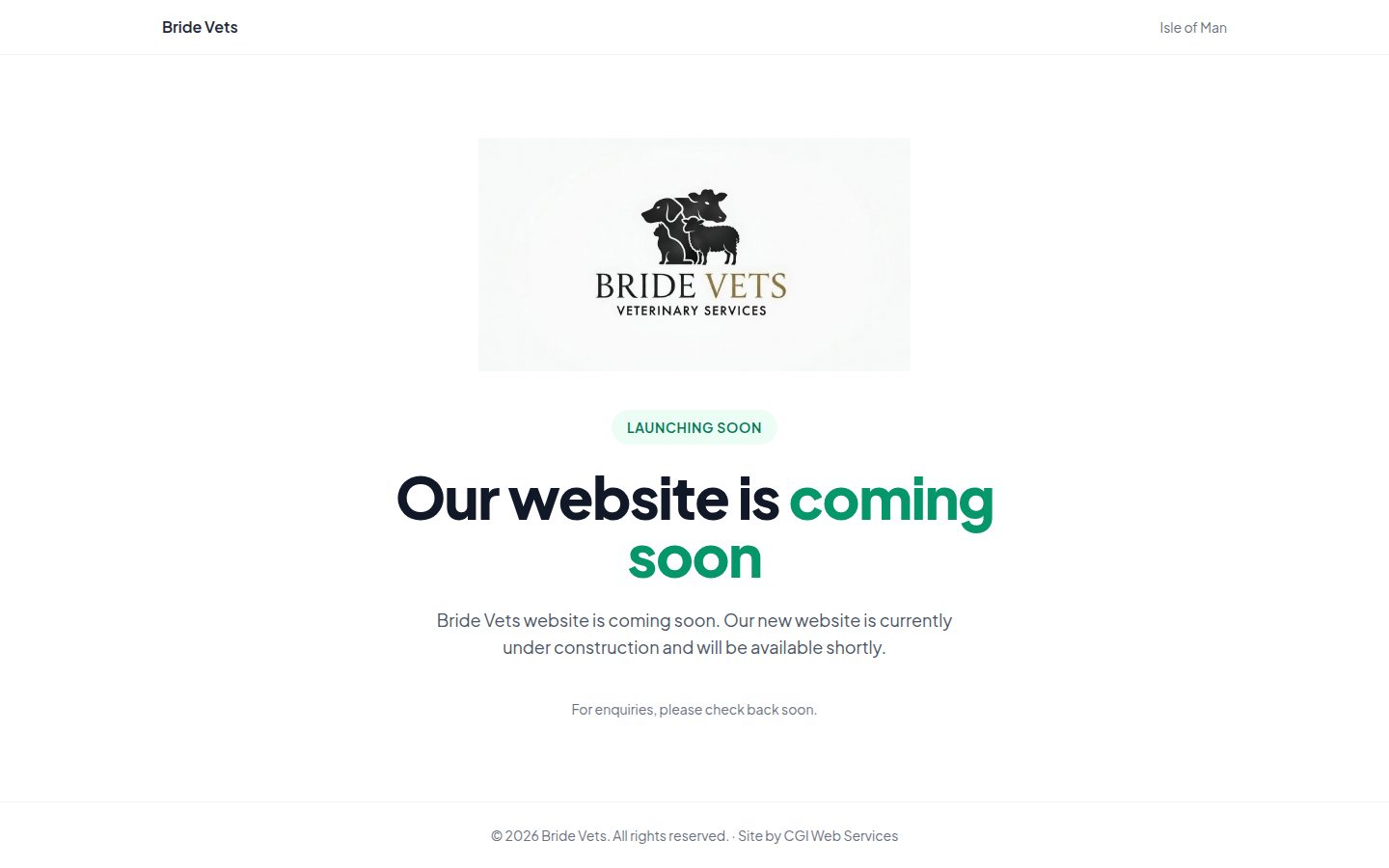 Screenshot of the bridevets.im homepage