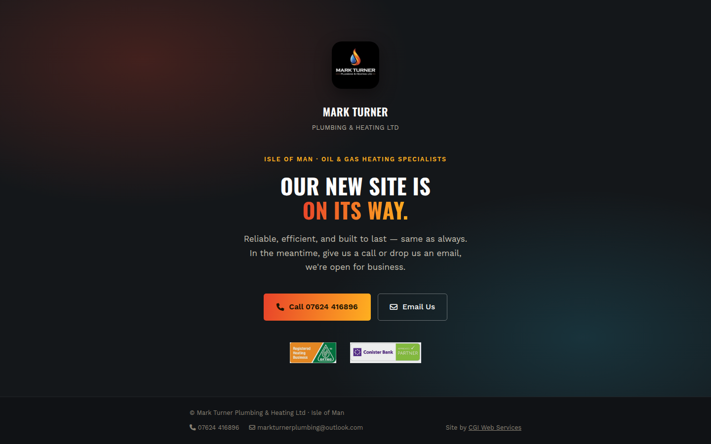 Screenshot of the markturnerplumbing.im homepage