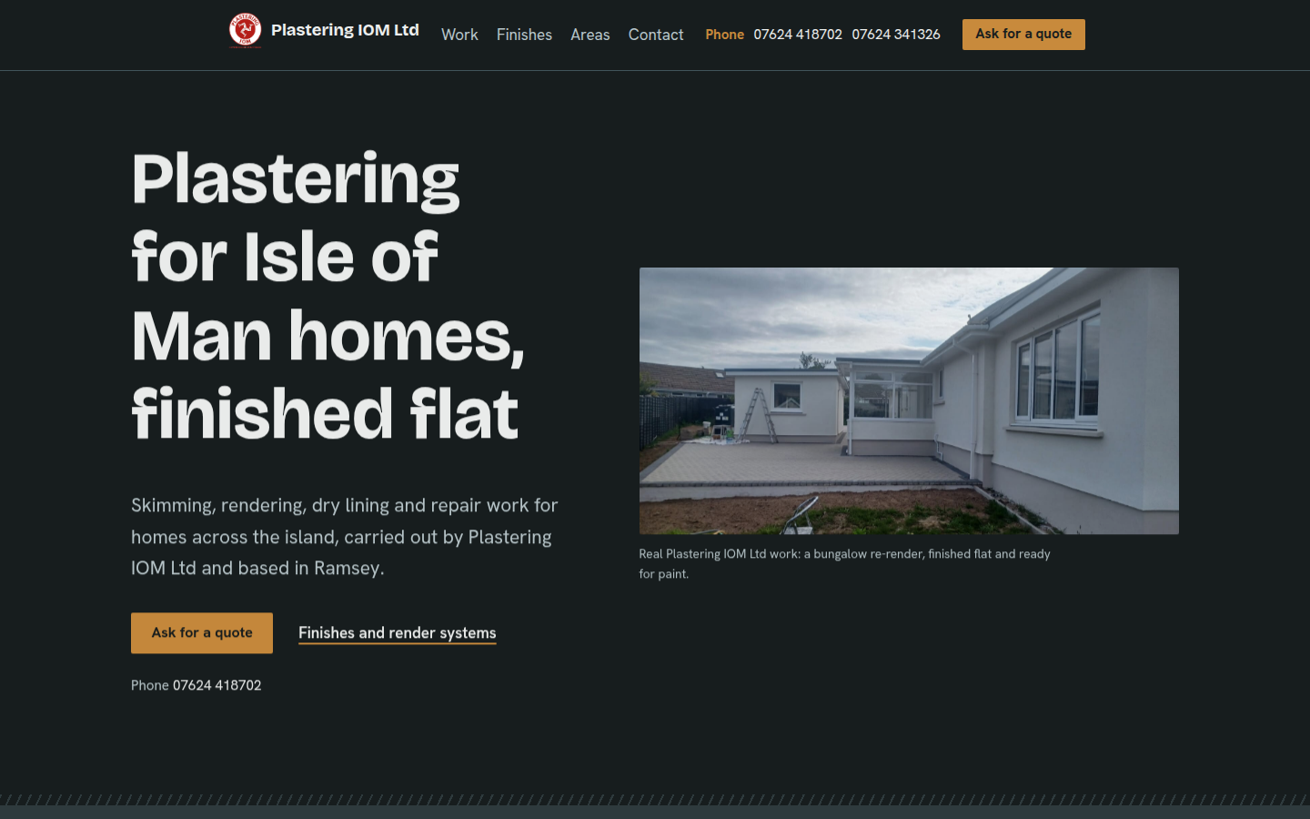 Screenshot of the plasteringiom.com homepage